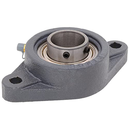 [2-Pack] SBFT206-20 - 2-Bolt Flange-Mount Ball Bearing Unit, Insert Bearing SB206-20, Cast Iron Housing FT206, Bore Shaft 1-1/4 in (31.75 mm), Set Screw Locking, 5.8125 in (147.638 mm) Flange Length
