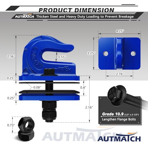 AUTMATCH Tractor Bucket Grab Hook 3/8" (2-Pack) Grade 70 Drop Forged Steel - color: Blue