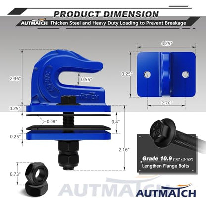 AUTMATCH Tractor Bucket Grab Hook 3/8" (2-Pack) Grade 70 Drop Forged Steel - color: Blue