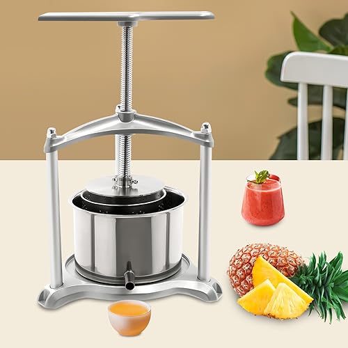 Fruit Wine Press, 0.8 Gal Manual Press Machine with Dual Stainless Steel Barrels, Ergonomic Design for Cider, Tincture, Cheese, Vegetables (3L) - size: 3L