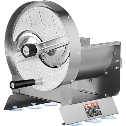 VEVOR Manual Vegetable Fruit Slicer, 0-0.5"/0-12mm Thickness Adjustable Commercial Slicer Machine, Stainless Steel Food Cutter Slicing Machine with 2 Spare Blades, for Potato, Cucumber, Lemon, Tomato - size: Manual-Vegetable-Stainless Steel