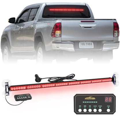 XRIDONSEN 35 inch Red Emergency Light Bar 48 LED Strobe Lights - color: Red