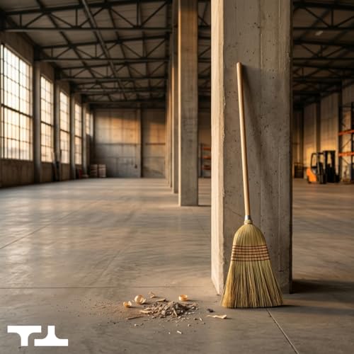 Corn Broom with Wood Handle Heavy Duty Indoor Outdoor Broom (1 1/4 Inch Handle)