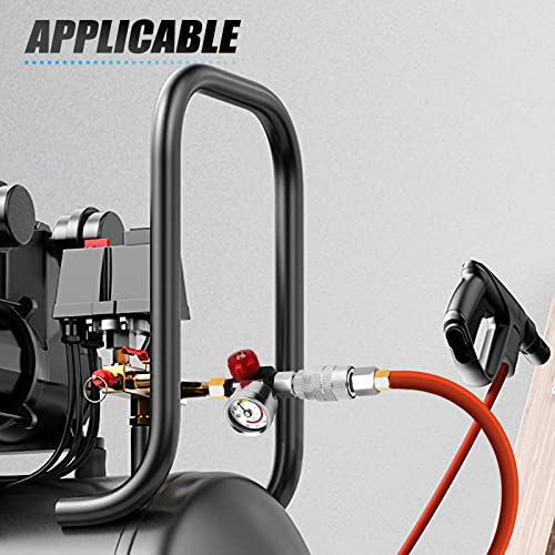 MEANLIN MEASURE Air Adjusting Regulator Valve,with 140 PSI Gauge, 1/4" NPT Inlet with 140 PSI Gauge for Spray Paint Gun and Air Tools