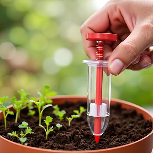 6Pcs Mini Sowing Seed Dispenser, Seed Planter Tool, Handheld Seed Planter, Mini Hand Seed Spreader, Seed Sower Tool, Garden Seed Planter, Small Seed Spreader with Seedlings Dibber Widger for Spreading