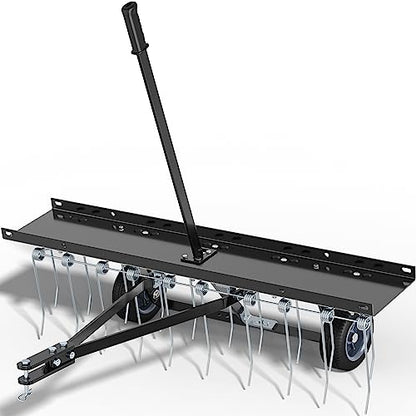YITAMOTOR 40" Tow Behind Pine Needles Rake with 20 Spring Steel Tines