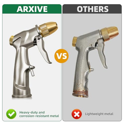 ARXIVE Heavy Duty Garden Hose Nozzle, High Pressure Handheld Sprayer