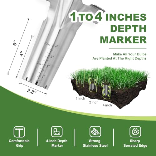 Haliaeetus Long Handle Bulb Planter Tool, 37'' Stainless Steel Bulb Planter - size: 37'' Long Handled Bulb Planter Tool