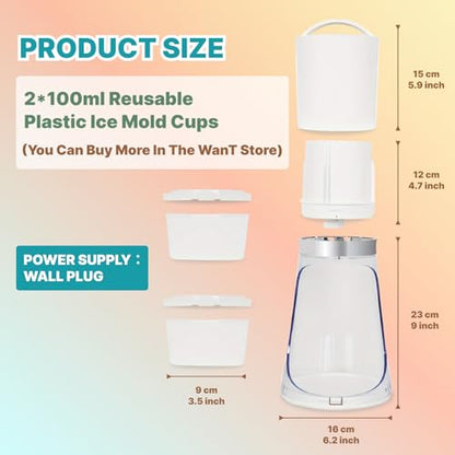 Shaved Ice Machine，Electric Crusher, Home Snow Cone Machine，2 Ice Molds