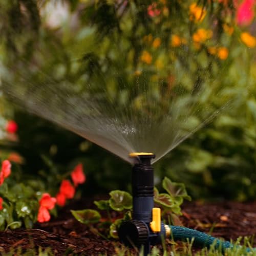 Melnor 65185AMZ Multi-Adjustable Spike Sprinkler Set, 3 Pack, Waters Up to 30 Ft. Diameter Each, Adjustable Angle Direction and Distance, Flow-Through Base, Quick Connect Bundle
