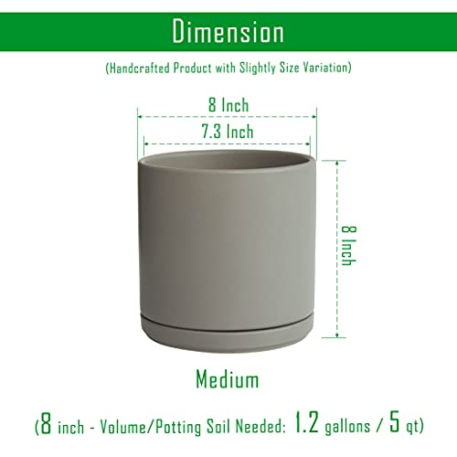 D'vine Dev 8 Inch Ceramic Planter Pot, Grey, 94-O-D-3 - color: Gray, size: Medium