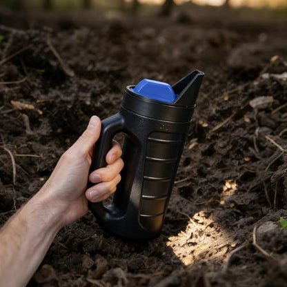 Adjustable Handheld Seed Shaker – Hand Spreader - 90oz Capacity Multi-Purpose Spreader for Fertilizer, Grass Seed, Ice Melt & Lawn Care - color: Blue