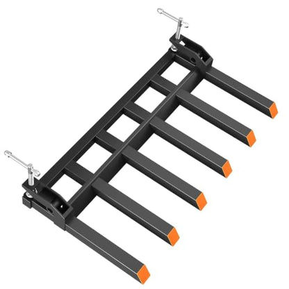 Black 4400 lbs 6 Tine Clamp On Pallet Forks For Tractor Skid Steer