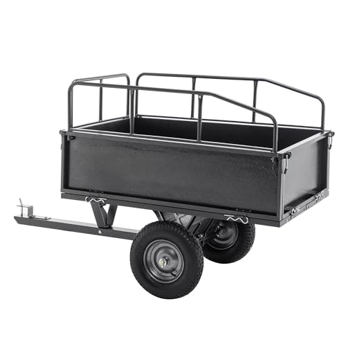 600LBS Heavy Duty Steel Dump Cart Trailer, 17 Cu.Ft. Tow Behind Hauling & Dumping Wagon for ATV, Lawn Tractor, and Garden with 16" Tires - size: 35.4'' L x 30.3'' W x 40.7'' H