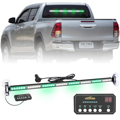 XRIDONSEN 35 inch Traffic Advisor Emergency Light Bar 48 LED Strobe Lights - color: Green/White