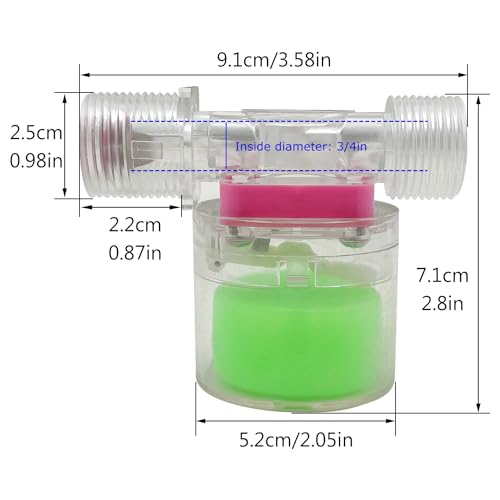 Transparency Water Float Valve, Water Level Control Water Tank Traditional Float Valve Upgrade (3/4“ SIDE) - size: 3/4“ SIDE