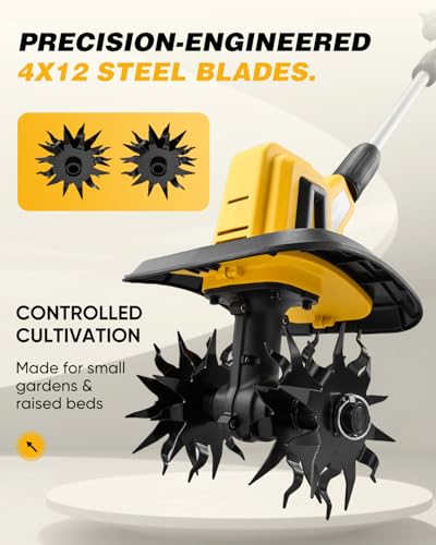 SakerNeo Cordless Garden Tiller, 22V Electric Rototiller - color: YELLOW