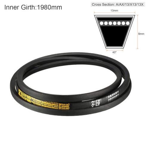 uxcell A78 Drive V-Belts 78" Inner Length 13mm Width 8mm Thick JIS Standard A-Section Rubber Drive Transmission Belt - size: 78"