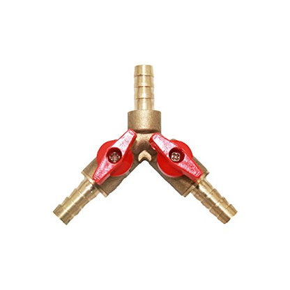 Joywayus 5/16" Hose Barb, Y shaped Type 3 way Union Intersection/Split Brass Shut off Ball Valve Fitting - size: 5/16"-1pcs
