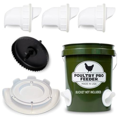 Poultry Pro Chicken Feeder & Waterer Set, 3 Ports, Hole Saw & Waterer - style: Feeder and Waterer Bundle