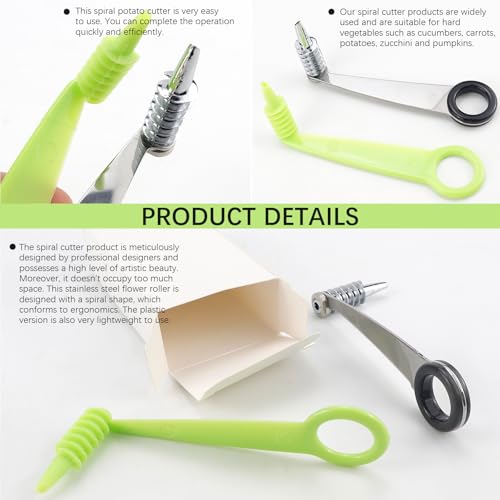 2pcs Potato Spiral Cutter Stainless Steel Plastic Spiral Cutter Knives