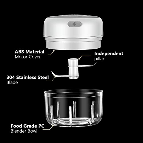 Electric Mini Garlic Chopper, 100ML Food Chopper Garlic Mincer USB - color: 100ML White