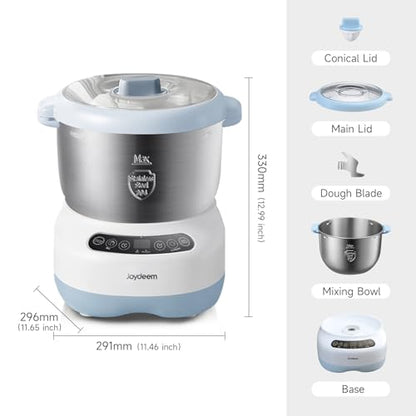 Joydeem Electric Dough Maker with Ferment Function, Microcomputer Timing, Face-up Touch Panel, 7.4Qt, 304 Stainless Steel, JD-HMJ7L