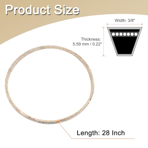 uxcell 3LK280 Cord Belt Grey, 3/8" x 28" Lawn and Garden Aramid V-Belt for Mower Deck - size: 28"