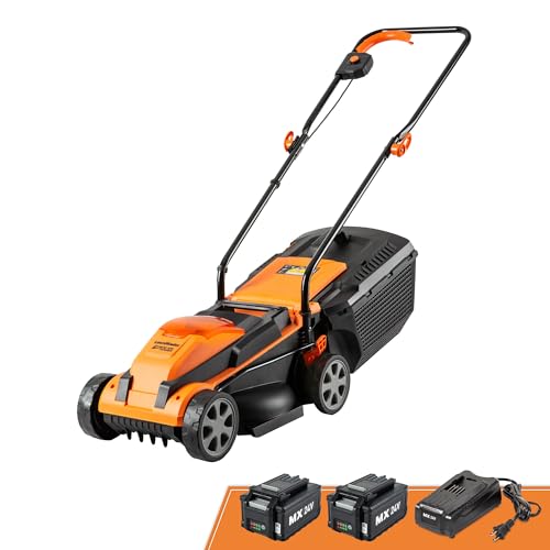 LawnMaster CLM2413A Cordless 13-Inch Lawn Mower 24V Max with 2X4.0Ah Battery and a Charger - color: 13-Inch