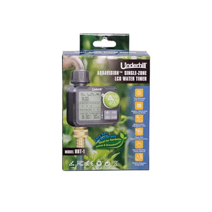 Underhill AquaZone Digital Hose Timer – Automatic Garden Water Timer with LCD Display, Programmable Irrigation Controller for Sprinklers, Drip Systems & Garden Hose Faucets - color: Black