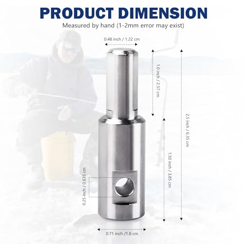 Ice Fishing Auger Drill Bit Adapter Fits 1/2" Plus Drill Chuck Attachment