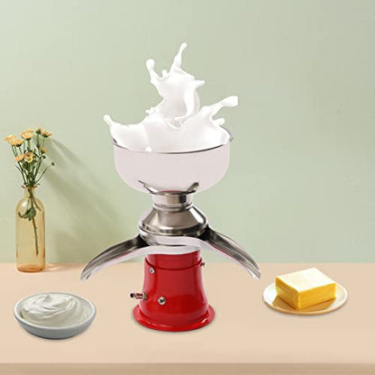 Electric Milk Cream Centrifugal Separator, 304 Stainless Steel Milk Skimmer with 5L Bowl Capacity, 10500RPM, 50L/h Output, Make Cream Butter Milkshake Separator for Goats Cows Milk