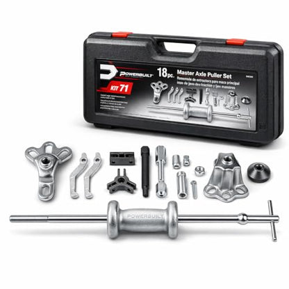 Powerbuilt Slide Hammer Puller Tool Kit, Jaw Pullers, Remove Car Seals and Bearings Set, Front and Rear Wheel Drive Vehicles - 940369, Silver - style: 18 Piece
