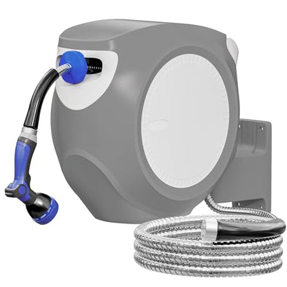 SPECILITE Retractable Garden Water Hose Reel 100 FT, 304 Stainless Steel