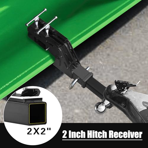 Black Clamp on Bucket Hitch 2" Ball Mount Receiver Adapter, 2025 New Upgraded Anti-Slip Black Clamp on Trailer Hitch for Kubota Tractor Bucket,Bucket Trailer Hitch Attachment