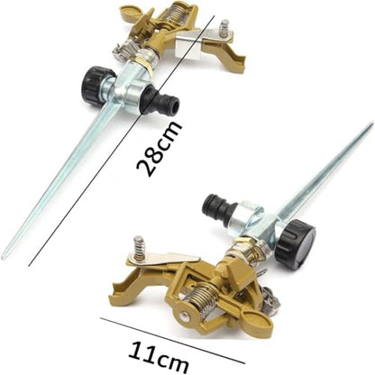 Impact Sprinklers for Yard, 360 Degree Rotating Adjustable Heavy Duty Pulsating Water Sprinkler Head with Aluminum Alloy Spike Base, for Lawn Patio Garden - color: Green