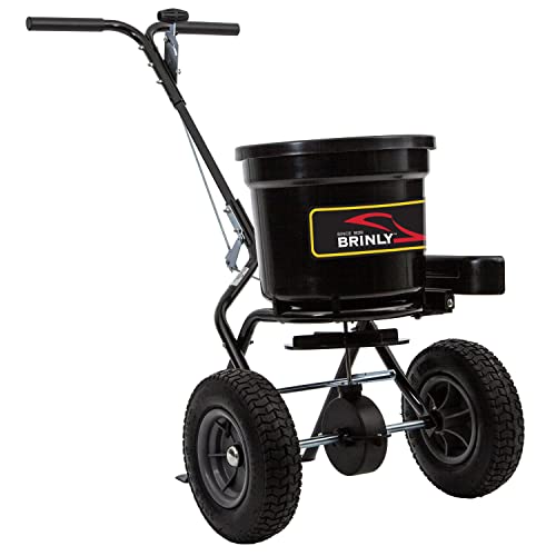 Brinly P20-500BHDF-A Push Spreader with Side Deflector Kit and Hopper Grate, 50 lb. Capacity - Flat Black - color: Flat Black