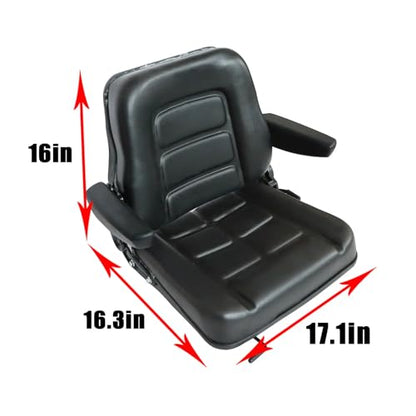 SecosAutoparts Universal Lawn Mower Tractor Seat Forklift Seat Digger Seat With Armrest Backrest Adjustable Waterproof