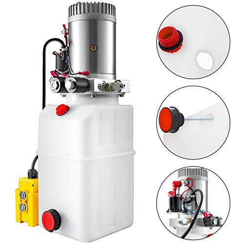 Mophorn 6 Quart Hydraulic Pump Hydraulic Power Unit (Plastic, 6 Quart/Double Action) - size: Double Acting 6 Quart