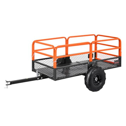 VEVOR 22 Cu.Ft 1600Lbs Steel ATV UTV Trailer Tow Behind Dump Cart, Heavy Duty Pull Behind Utility Dump Trailer for Lawn Mower Trailer Tractor Garden Yard with Removable Rear Panel | For Lawn Mower Tractor Garden Yard, Hand-Pull or Foot-Step, Heavy Duty Pu