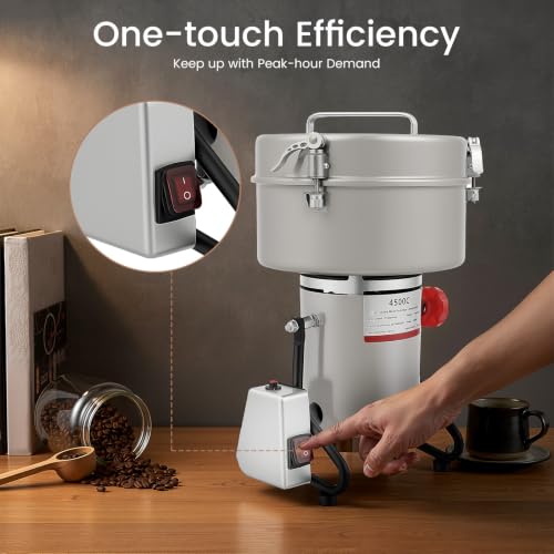 4500g Electric Grain Mill Grinder, 4100W Stainless Steel Grain Grinder, High-Speed Pulverizer Powder Flour Mill Machine for Dry Grains Spices Seeds Coffee Corn Herbs, Commercial & Home Use - size: 4500g, 4100W