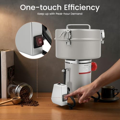 4500g Electric Grain Mill Grinder, 4100W Stainless Steel Grain Grinder, High-Speed Pulverizer Powder Flour Mill Machine for Dry Grains Spices Seeds Coffee Corn Herbs, Commercial & Home Use - size: 4500g, 4100W