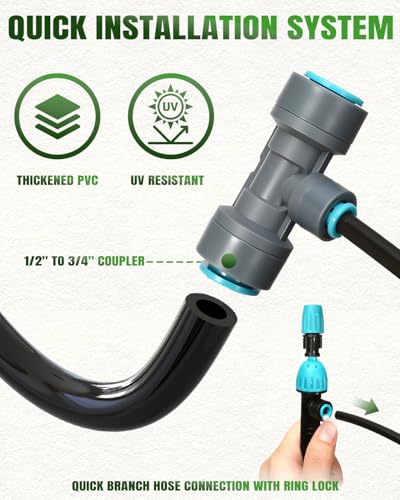 Drip Irrigation System with Sprinkler Timer 1/2" 1/4" Irrigation Tubing - size: 120FT