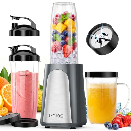 KOIOS 1000W Smoothie Blender, 15-in-1 Single Serve Set, Press-Twist Design - color: Grey