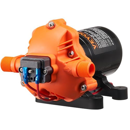 VEVOR 12V Diaphragm Pump, 1.8 GPM (6.81 L/min), 3-Chamber 12 Volt DC Water Pump with Automatic Pressure Switch 40-100 PSI Adjustable, 60 PSI, 1/2'' MNPT Port, for RV Yacht Food Truck Camper Marine - size: 12V, 1.8GPM, 60PSI(Adjustable)
