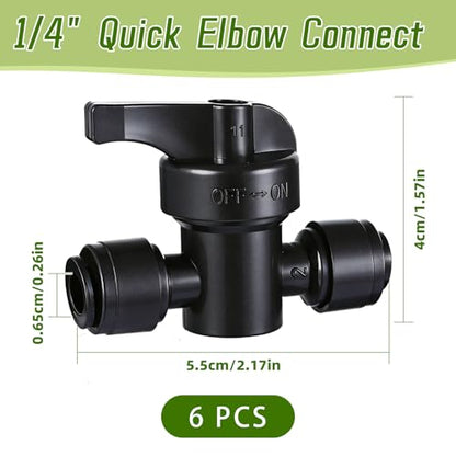 6 Pack Quick Connect 1/4" Drip Irrigation Shut Off Valve Fittings - size: 6PCS 1/4" Shut Off Valve