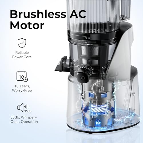 EanOruus Juicer Machines, 3-in-1 Cold Press Juicer, Bright White - color: Bright White