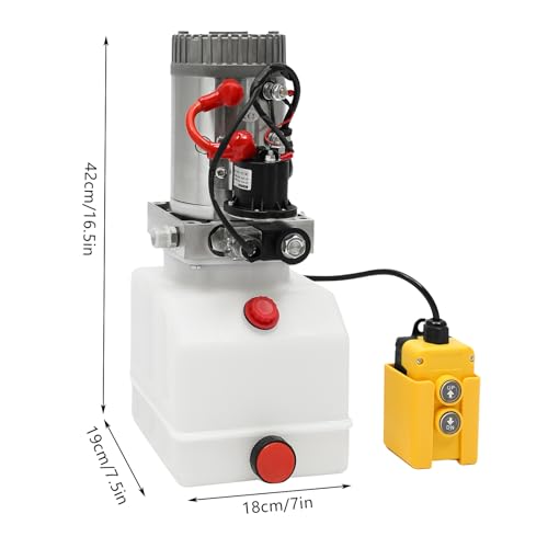 Hydraulic Pump 4.2 Quart Hydraulic Power Unit Single Acting Trailer Pump 12V DC Plastic Reservoir Hydraulic Pump for Dump Trailer Car Lifting Platforms