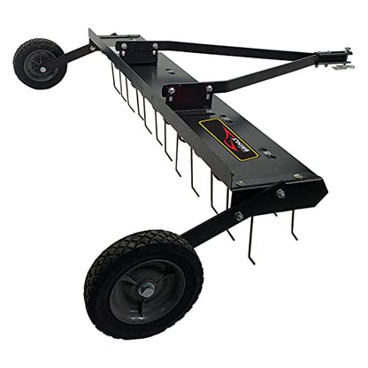 Brinly 48" Tow Behind Grass Dethatcher, Removes Thatch on Large Lawns in Less Time - Flat Black - color: Flat Black