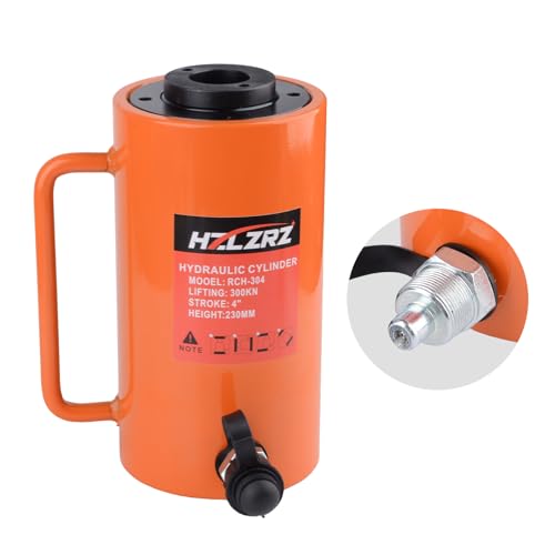 HZLZRZ 30T Hydraulic Cylinder Jack Hollow Single Acting Hydraulic Ram Cylinder, Hydraulic Lifting Cylinders 4"(101mm) and Porta Power Kit (RCH-304) - style: RCH-304
